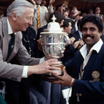 Kapil Dev lifting World Cup 1983